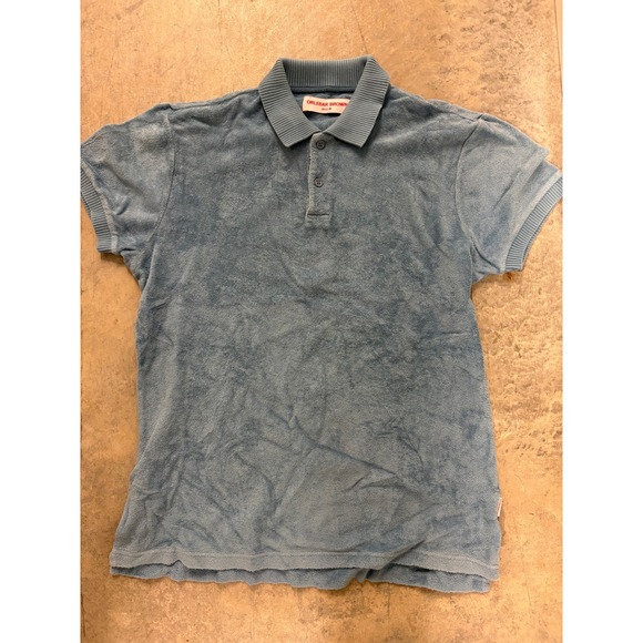 Orlebar Brown‎ Terry Towelling Polo Shirt Mens Medium Blue Resort Casual